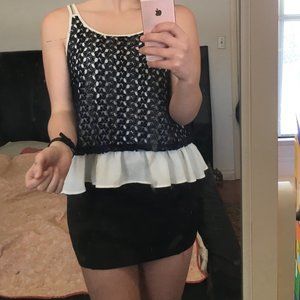 Peplum Style Layered Lace Knit Tanktop Blouse